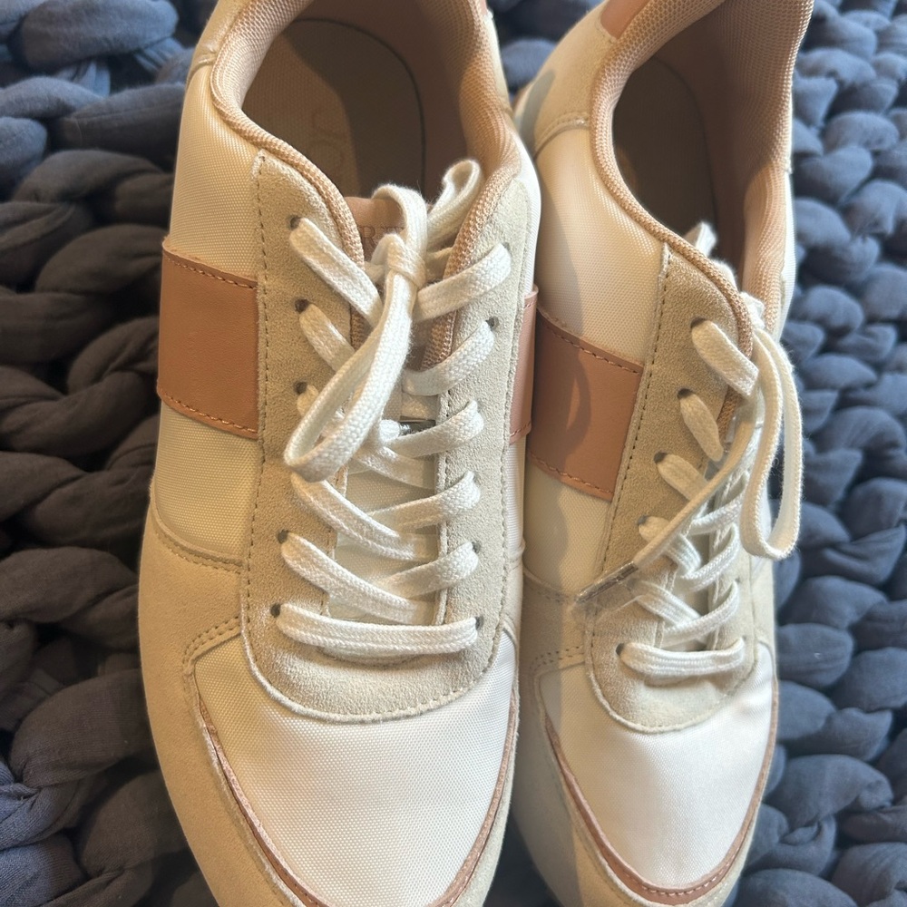J. Crew Cream and Tan Women's Sneakers